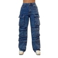 thumbnail image 2 of FNFYH Womens High Waisted Rhinestone Jeans Black Straight Chic Baggy Wide Leg Bling Denim Cargo Pants Loose Fit Sparkly Jean Pants with Pockets, 2 of 10