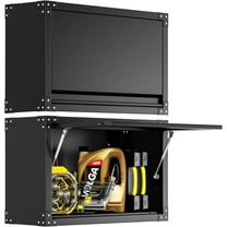 SOLAURA Up-Flip Door 20" H Wall-Mounted Garage Cabinet with Shelf, Black