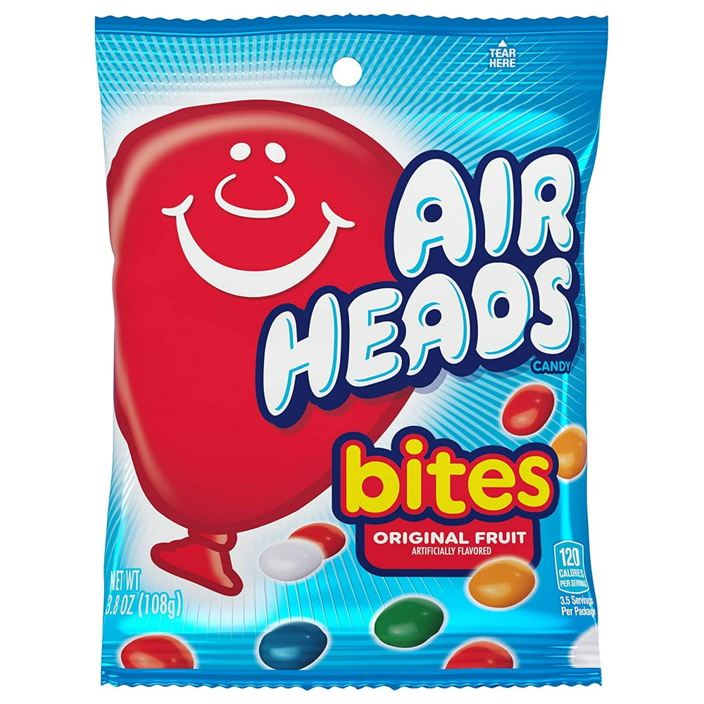 AirHeads Bites Candy Peg Bag, Fruit, Non Melting, 3.8 Ounce (Bulk Pack