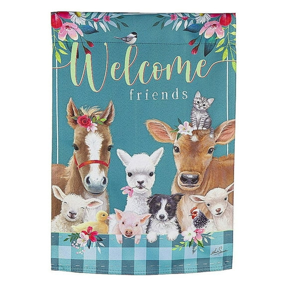 Evergreen Sweet Farm Friends Garden Suede Flag 12.5 x 18 Inches Indoor Outdoor Decor