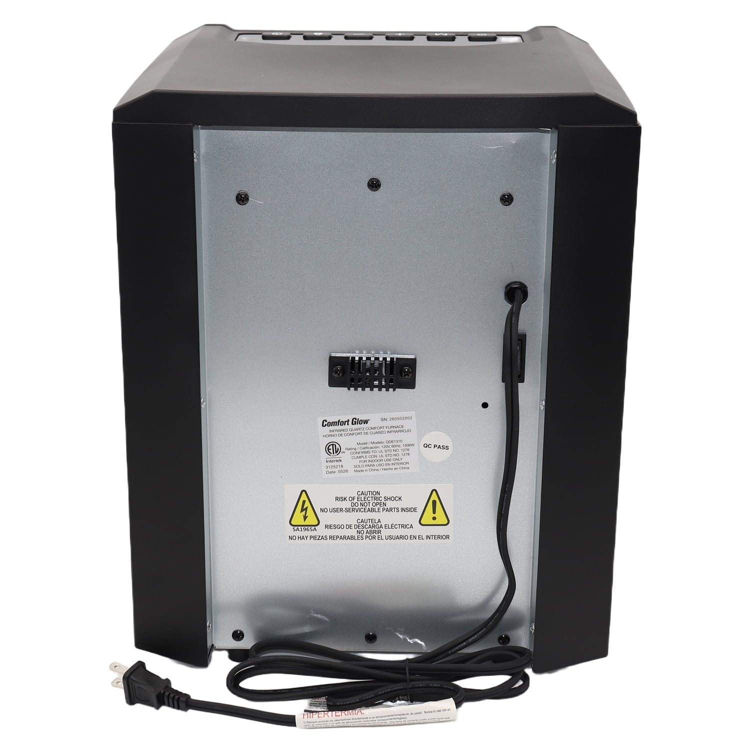 Comfort Glow Portable Electric Forced-Air Infrared Quartz Heater, 1,500/750/ECO, 5,120 BTUs, 4 Elements, Safety Features, Timer, Remote, 6-Ft. Cord