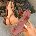 thumbnail image 6 of Wensltd Trendy Sandals for Women Casual Bohemian Style Elastic Flat Sandals Lightweight Design Perfect for Summer Beach Brown, 6 of 9