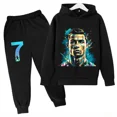 thumbnail image 3 of Conjunto de sudadera y pantalones deportivos para niños, conjunto de 2 piezas para niños y niñas, ropa para niños con estampado de avatar de Ronaldo, 3 of 5