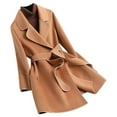 thumbnail image 2 of Juebong Womens Long Pea Coats with Belt Notch Lapel Jackets Casual Oversized Wool Blend Winter Warm Mid Long Overcoats Brown,XXL, 2 of 4