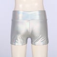 thumbnail image 4 of Miutii Women's Shiny Metallic Wetlook Jazz Hip Hop Dance Shorts Rave Festival Fancy Dress Booty Silver B M, 4 of 9