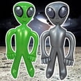 thumbnail image 3 of 2 globos alienígenas verdes inflables extraterrestres Jumbo Alien inflan juguete para decoraciones de fiesta, cumpleaños, Halloween, fiesta temática extraterrestre brillar Electrónica, 3 of 5