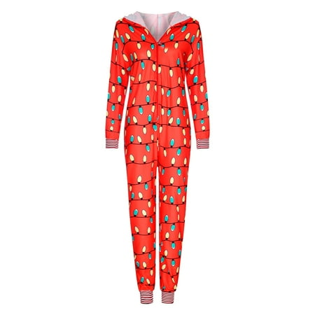 

Blueek Parent-Child Warm Christmas Set Printed Home Wear Pajamas One-Piece Mother Set