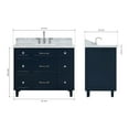 thumbnail image 2 of Ariel Monroe 43 Inch Single Rectangular Sink Bathroom Vanity With Italian Carrara Marble Countertop 1.5 inch Edge In Midnight Blue, 2 of 7