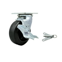 5 Inch Rubber on Steel Caster with Ball Bearing and Brake/Swivel Lock SCC