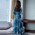 thumbnail image 3 of Dress for Women,V-Neck Short Sleeve Long Floral Print Slim Dress Blue 3XL Xhshgfbi, 3 of 4