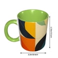 thumbnail image 3 of Colorful Abstract Vibrant Geometric Shapes Curves Coffee Mug Fun Custom Ceramic Mugs 11oz Green, 3 of 5