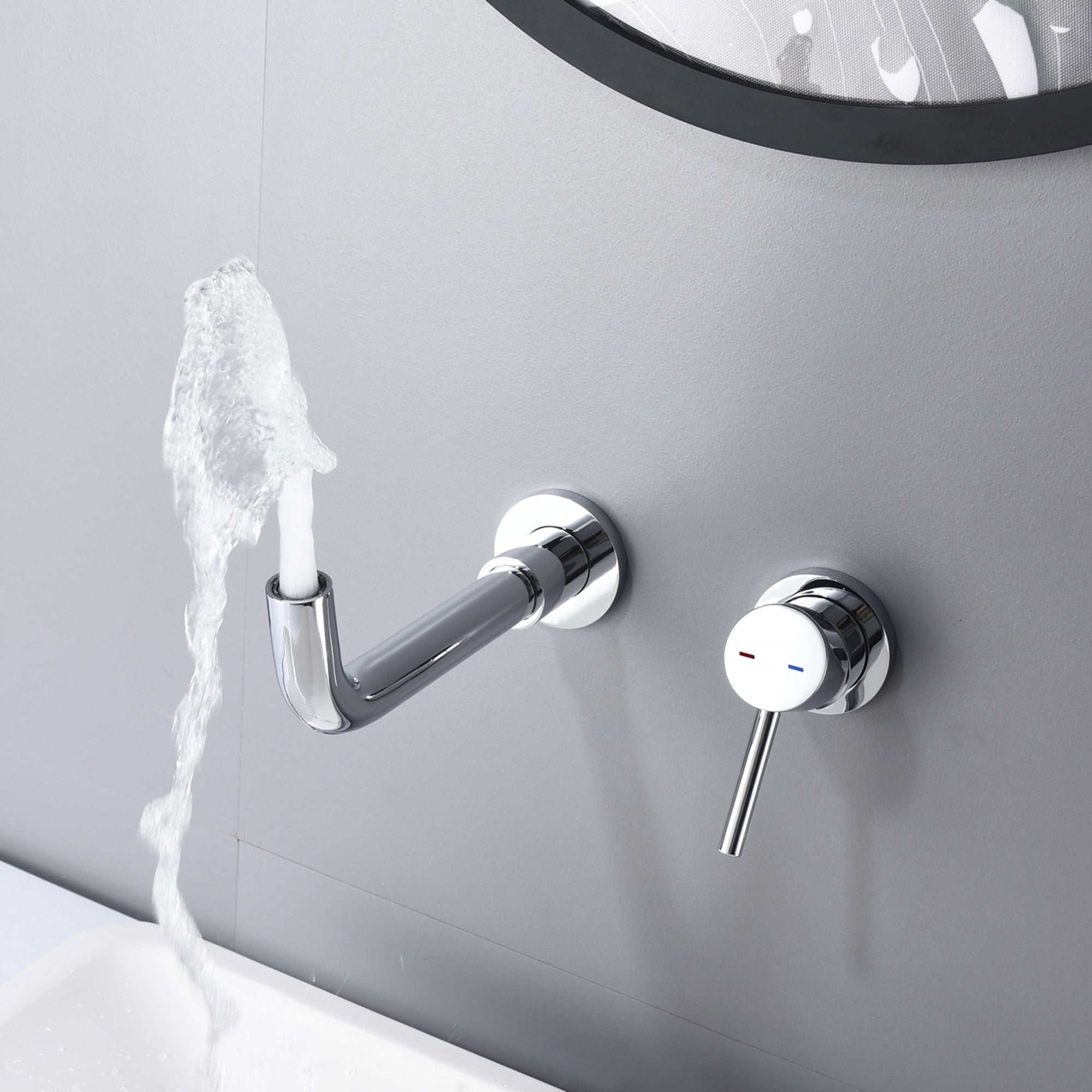UMANYI Wall Mounted Bathroom Faucet Chrome Wall Mount Faucets for Bathroom Vessel Sink Brass Wall Bathtub Faucet with Rough-in Valve 360 Swivel Spout