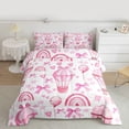 thumbnail image 2 of Homewish Pink Bow Rainbow 3-Piece Full Size Comforter Sets For Preppy Boys Girls,Dreamy Princess Bedding Comforter Set,Love Heart Stars Print Lightweight Bedding Sets,Ultra Soft Home Decor,Reversible, 2 of 8