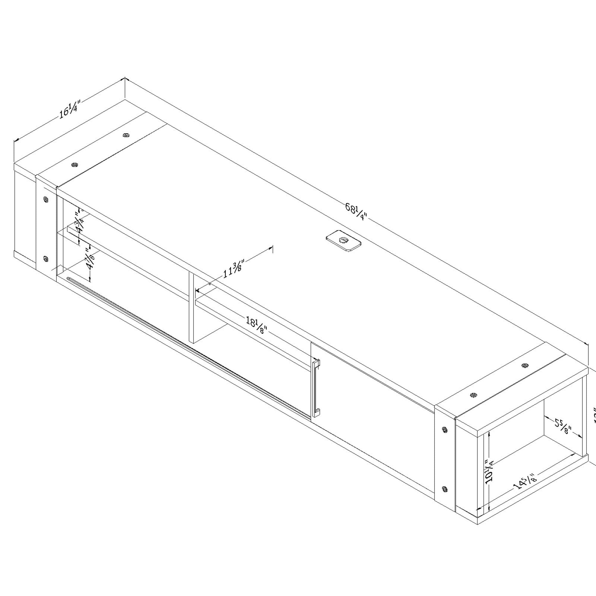 South Shore Munich Wall Mounted TV Stand, 75" Screen or less, Weathered Oak