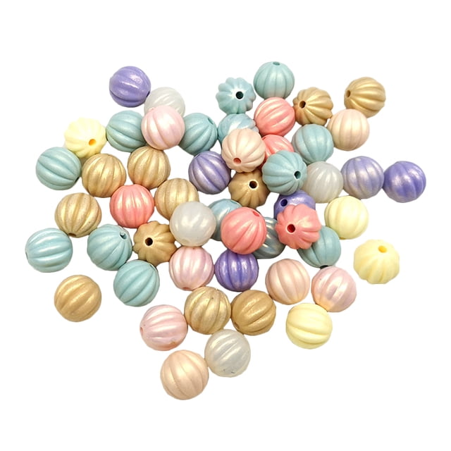 50 cuentas acrílicas para manualidades, cuentas espaciadoras redondas con forma de calabaza para hacer bisutería.