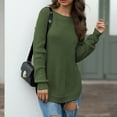 thumbnail image 4 of Vedolay Womens 2023 Sweaters Womens Lightweight Long Sleeve Crew Neck Striped Casual Knitted Pullover Tops,Green XL, 4 of 5