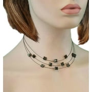 Floating Stud Beaded Multistrand Gunmetal Collar Necklace By Express Ladies Adult Female Women