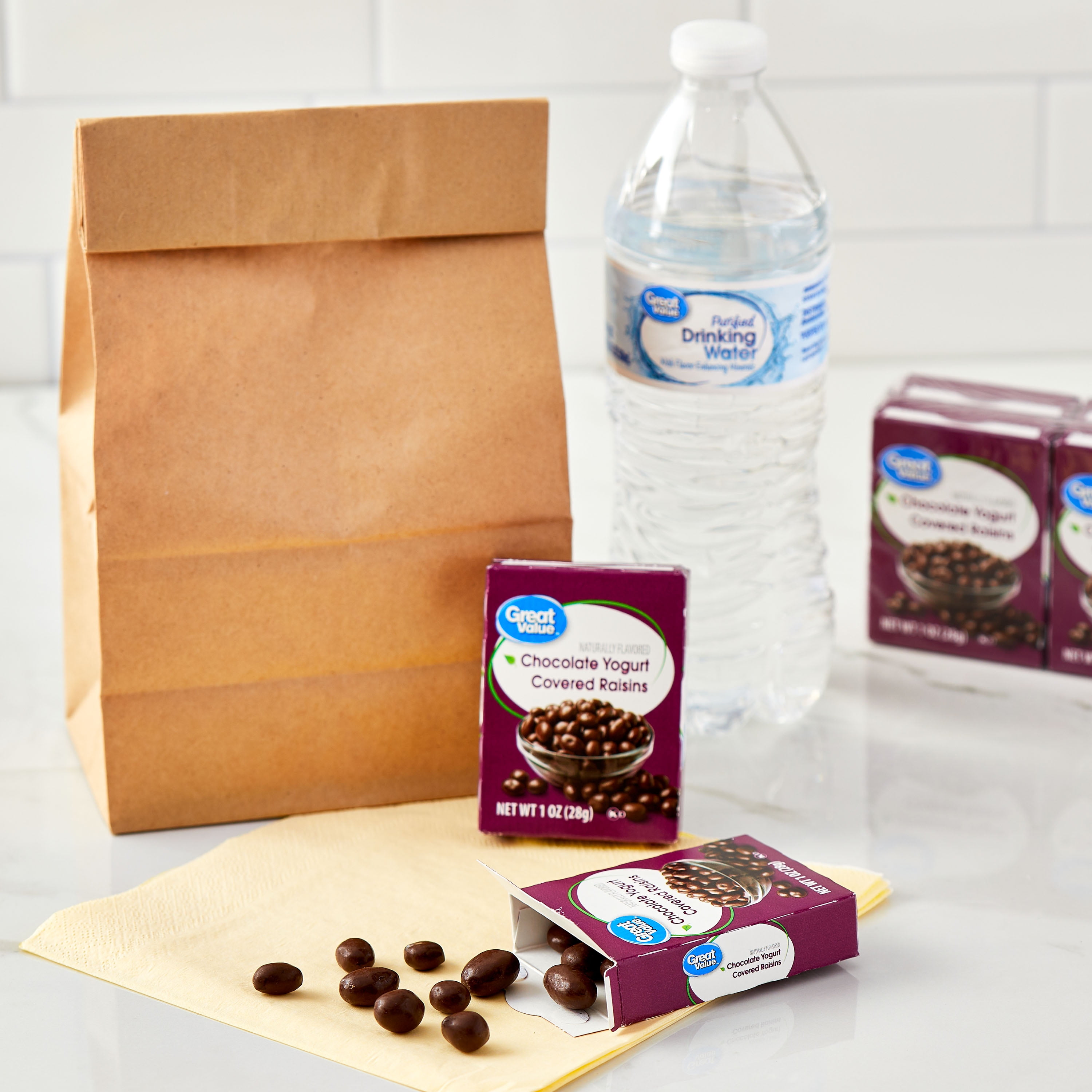 (4 pack) Great Value Chocolate Flavored Cocoa Yogurt Raisins, 1 oz, 6 Count
