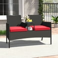 thumbnail image 2 of Gymax Causeuse de Patio avec Table Intégrée Coussins Doux et Dessus de Table en Verre Trempé Extérieur, 2 of 10