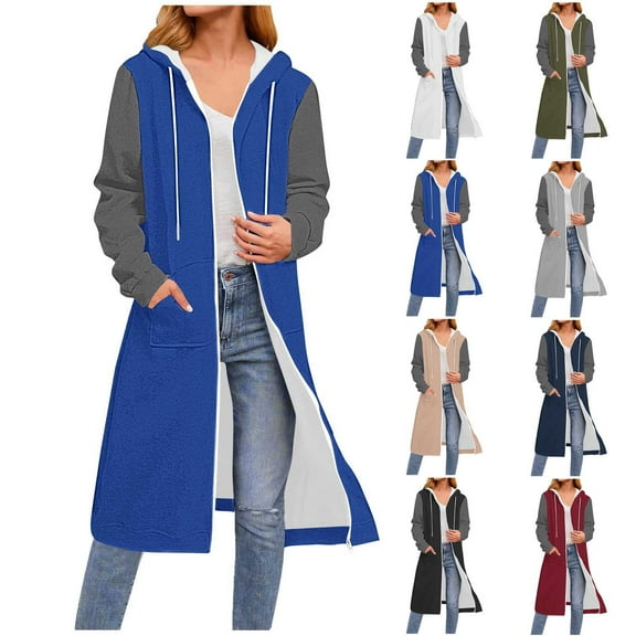 Olyvenn Long Hoodies for Women Zip Up Plus Size Long Sleeve Sweatshirts Oversized Dressy Casual Jacket Coat with Pockets Army Green XXL