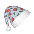 thumbnail image 2 of Haiem Strawberries Pattern Santa Hat Confortable Velvet Christmas Hat for Christmas Party Favors Fit for Adults and Kids, 2 of 6