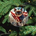 thumbnail image 5 of Christmas Ceramic Ornament A Siamese Cat Wearing An American Flag Cape Ceramic Double Sided Tree Xmas Ornament Cute Animal Cat Best Gifts for Christmas Housewarming Gift, 5 of 5