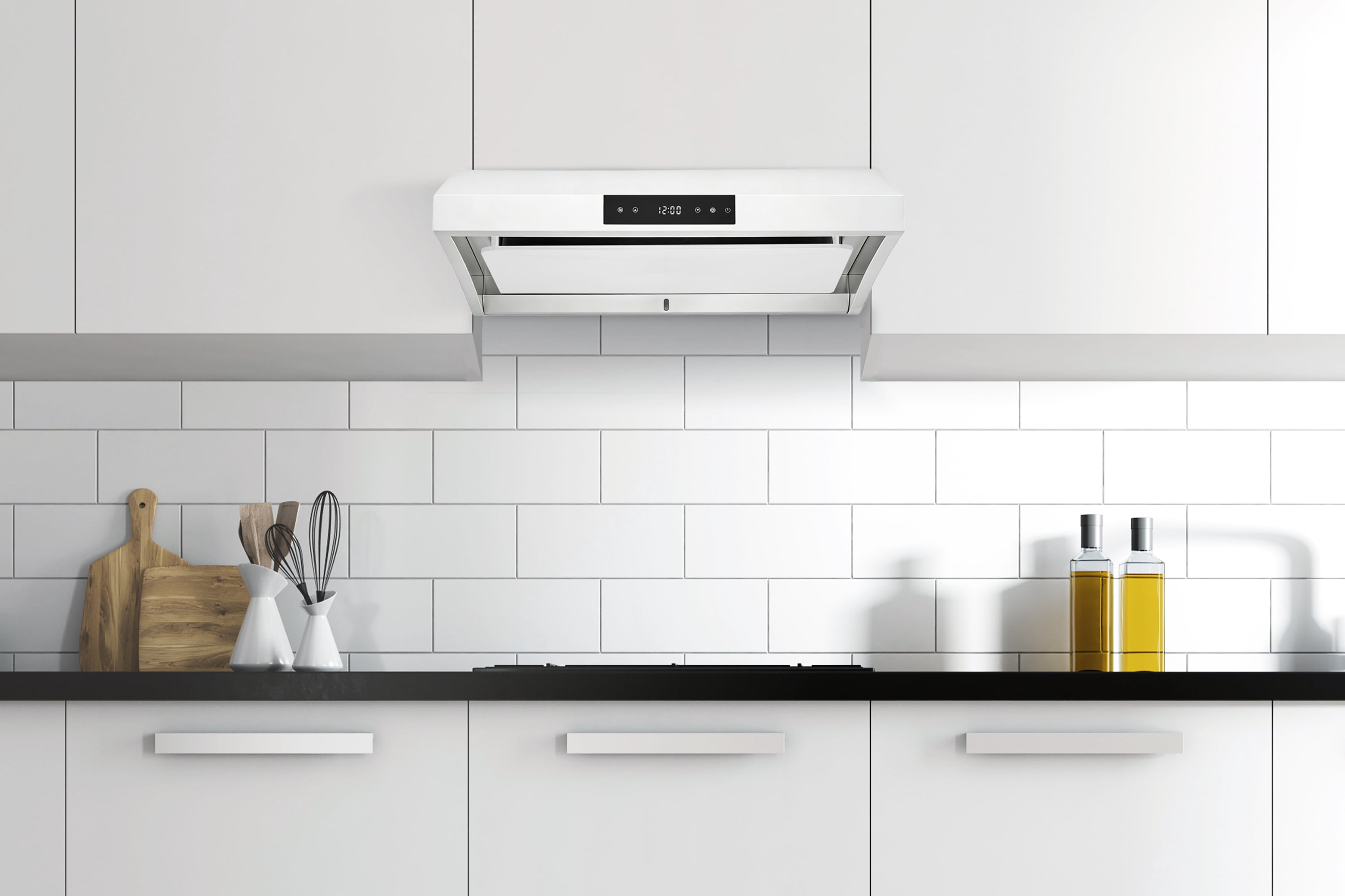Hauslane UC-PS38 30-in Ducted White Undercabinet Range Hood with Steam Clean
