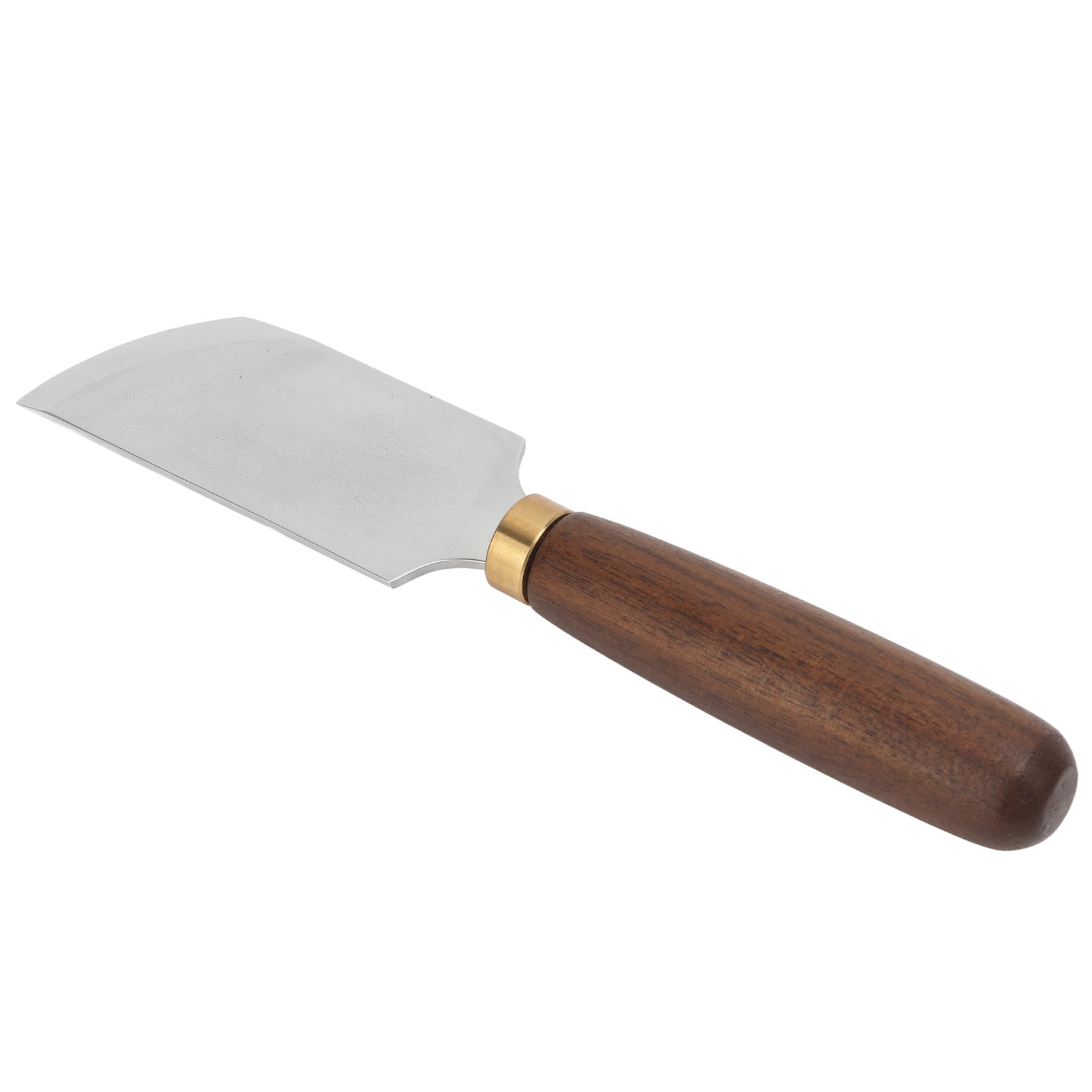 household leather cutting knife, stainless steel, walnut leather cutting knife DIY bevel peeling knife with wooden handle leather work tool 8.1x9.4 cm brown