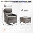 thumbnail image 2 of Planntonneo 4 Piece Wicker Patio Furniture Set with 2pcs Swivel Glider Chairs(6-inch Thick Cushions) and 2pcs Ottomans for Backyard, Porch, Balcony, Grey/Grey, 2 of 11