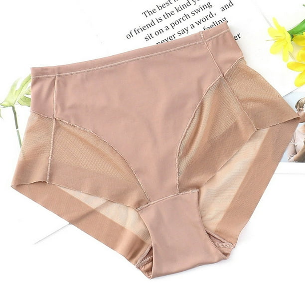 hoksml Panties for Women Mid-waist Transparent Mesh Briefs High Elastic  Comfortable Ice Silk Women Underwear Large Size Ultra-thin Clearance