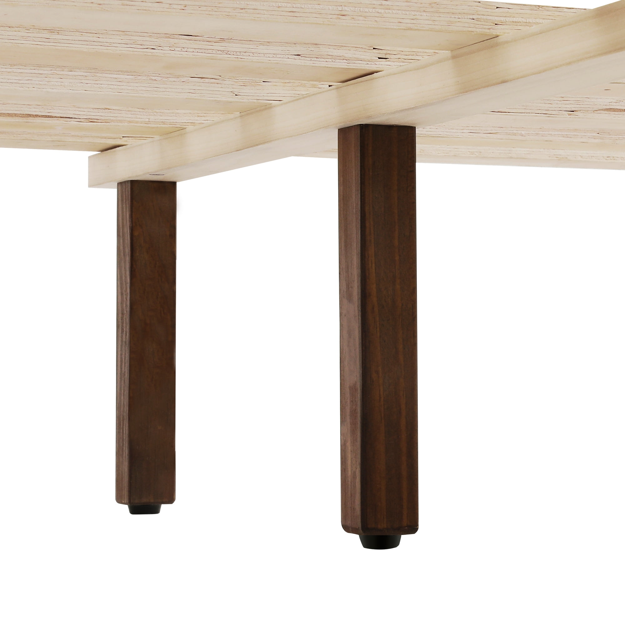 DYCANPO King Bed Frame with Headboard Acacia Wood Platform, Non-Slip&Without Noise, Walnut