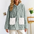 thumbnail image 2 of APEXFWDT Women’s Fleece Bed Jacket Button Down Color Block House Coat Sleeping Bed Jackets with Pockets, 2 of 7