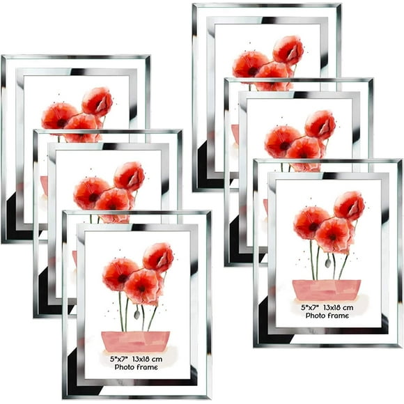 AmPm 8x10 Picture Frame 4 Pack Real Glass Frames Set for Tabletop Display