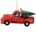 thumbnail image 3 of Northlight Vintage Ford Truck with Frosted Tree Glass Christmas Ornament - 4" - Red and Black, 3 of 5