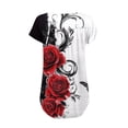thumbnail image 4 of Haut Plissé Imprimé Décontracté pour Femmes Manches Courtes Col Rond Blouse Polyester Spandex Doux Confortable pour Usage Quotidien Travail Maison Vacances Printemps Été Hiver, 4 of 6