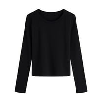 Women's Seamless Layering Shirts Solid Color Long Sleeve Crew Neck Underwear Shirts Lightweight Breathable Stretch Fitted Inner Top Warm Autumn Winter Base Layer