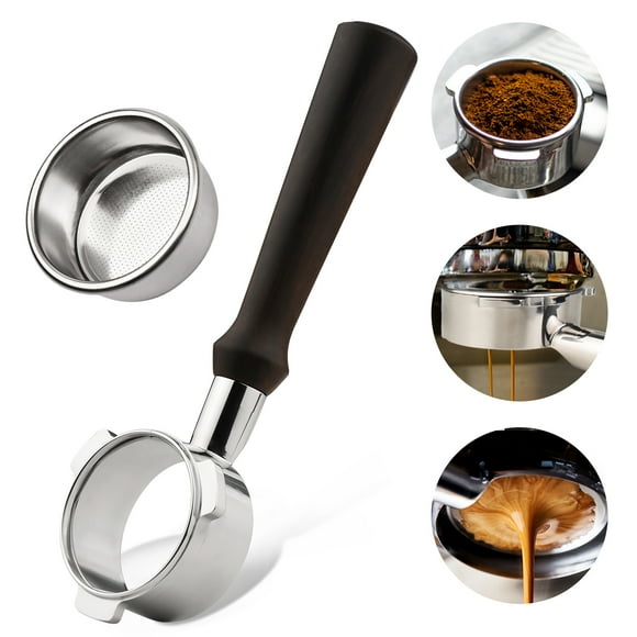 Amdohai 54mm 3 Ears Stainless Steel Bottomless Naked Portafilter Wooden Coffee Handle Cup Filter Basket Replacement for Breville 8 Series Coffee Machines