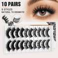 thumbnail image 6 of 10 Pairs False Eyelashes 5 Different Styles Fluffy Look Strip Lashes, 6 of 7