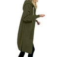 thumbnail image 4 of Busydd Fall Jackets for Women 2025 Solid Color Drawstring Zip Up Hoodie Casual Comfy Long Sleeve Fall Shirts Side Slit Long Trench Coats with Pockets S, 4 of 7