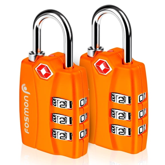 Fosmon 2-pack TSA Approved Luggage Lock with Open Alert Indicator, 3 Digit Combination Suitcase Lock Zinc Alloy for Travel Bag, Suit Case, Lockers, Gym, Bike Locks, Orange
