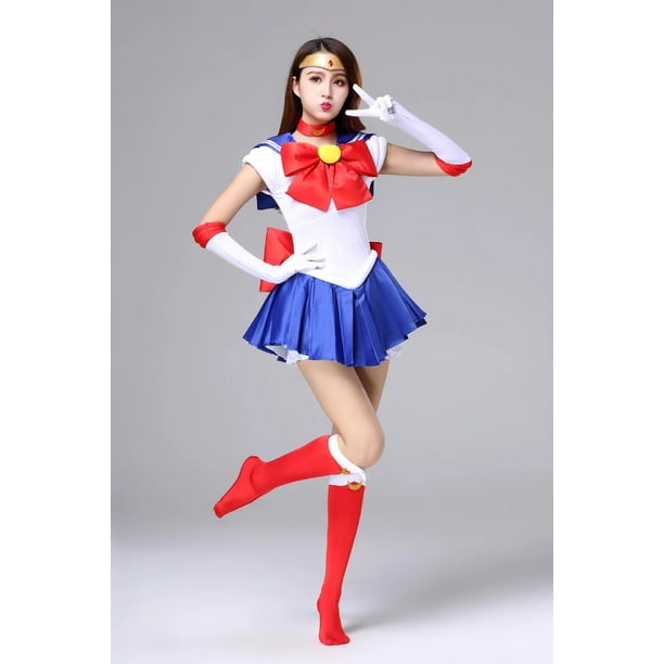 Disfraz de Sailor Moon Usagi Tsukino para mujer, traje de fiesta de Halloween, talla grande