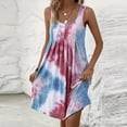 thumbnail image 4 of Hilenly Womens Plus Size Tank Dress Sleeveless Square Neck Pleated Flowy Mini Dress Summer Beach Tie Dye Sundress, 4 of 6