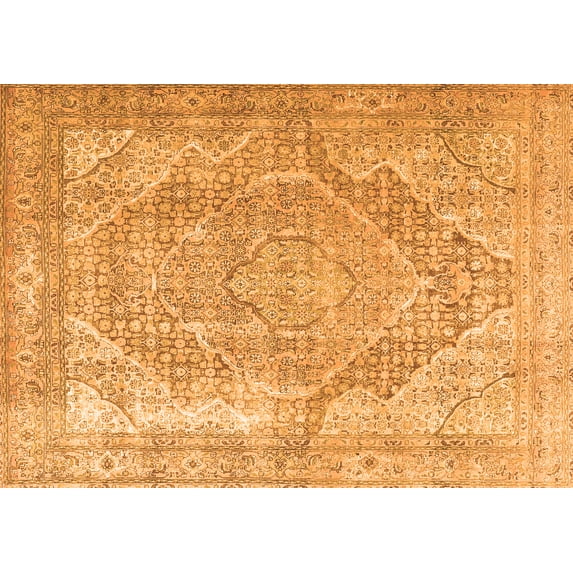 Ahgly Company Indoor Rectangle Medallion Orange Traditional Area Rugs, 6' x 9'