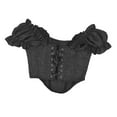 thumbnail image 3 of Aboser Corsets for Women Renaissance Ruched Sleeve Bustier Top Lace Up Boned Shapewear Steampunk Corset Overbust Waist Cincher, 3 of 7