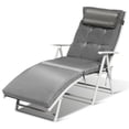 thumbnail image 1 of Topbuy Cushioned Folding Chaise Lounge Chair Adjustable Recliner  Gray, 1 of 6