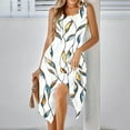 thumbnail image 5 of JTZGDY Women's Casual Summer Dress Retro Floral Printed Sleeveless Sundress Hankerchief Hem Midi Tank Dresses Loose Flowy Crewneck Beach Dress with Pockets White#03 M, 5 of 7