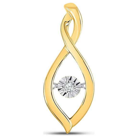 10kt Yellow Gold Womens Round Diamond Moving Twinkle Solitaire Pendant .03 Cttw