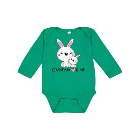 

Inktastic Grandma Loves Me- bunny family Gift Baby Boy or Baby Girl Long Sleeve Bodysuit