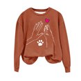 thumbnail image 1 of RKSTN Sweat-Shirt Chandail en Molleton pour Femmes Col Rond Imprimé Ample Manches Longues Sans Capuche Hauts Blouse Tenues d'Automne, 1 of 4
