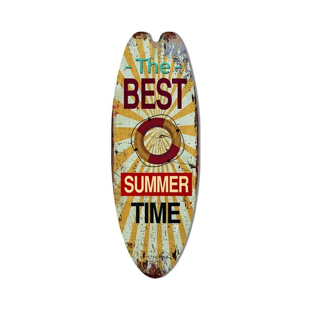Vacaciones Ocio Decoración Cartel de madera vintage Tabla de surf Bar Decoración Wmkox8yii fhajkh1075